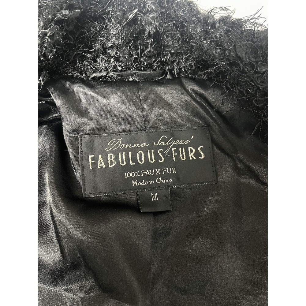 Donna Salyers Black Open Front Jacket Medium Shag‎  Metallic Silver Whimsigoth - Picture 8 of 11
